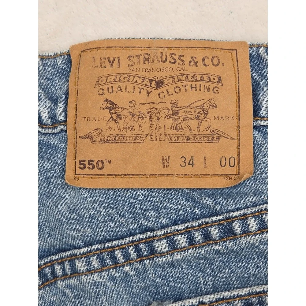 90s Orange Tab‎ Levi's 550 USA Made Men's Denim Jean Shorts Vintage Relaxed 34